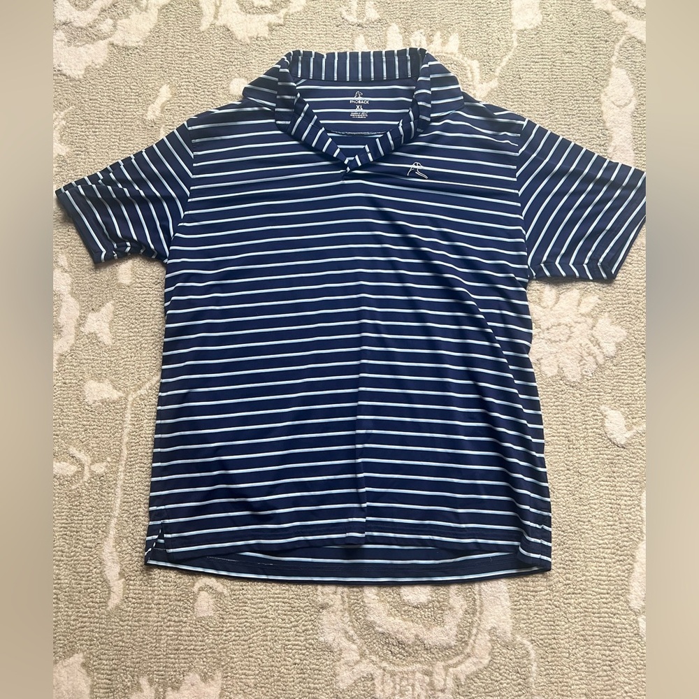 Rhoback Navy and White Striped Polo Shirt
